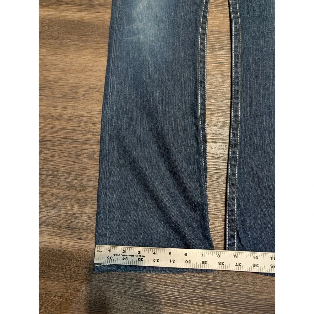 True Religion Billy Bootcut Jeans Mens 31 Dark Wash White Thick Stitch USA